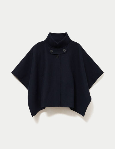 Poncho col am&eacute;ricain bleu marine femme