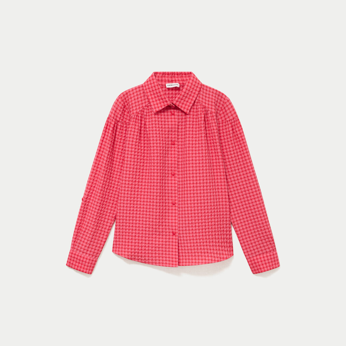 Chemise ample manches longues vichy rouge cerise femme