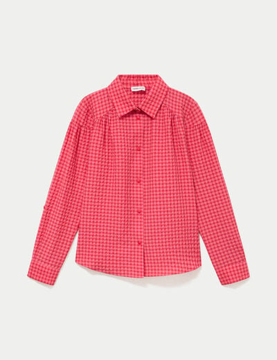 Chemise ample manches longues vichy rouge cerise femme