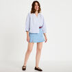 Blouse col v manches 3/4 bleu ciel femme