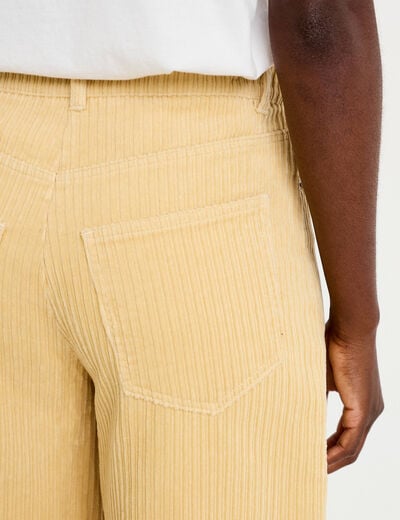 Pantalon large en velours jaune femme