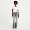 Jean bootcut taille basse denim gris femme