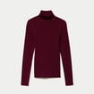 Pull c&ocirc;tel&eacute; col roul&eacute; bordeaux femme