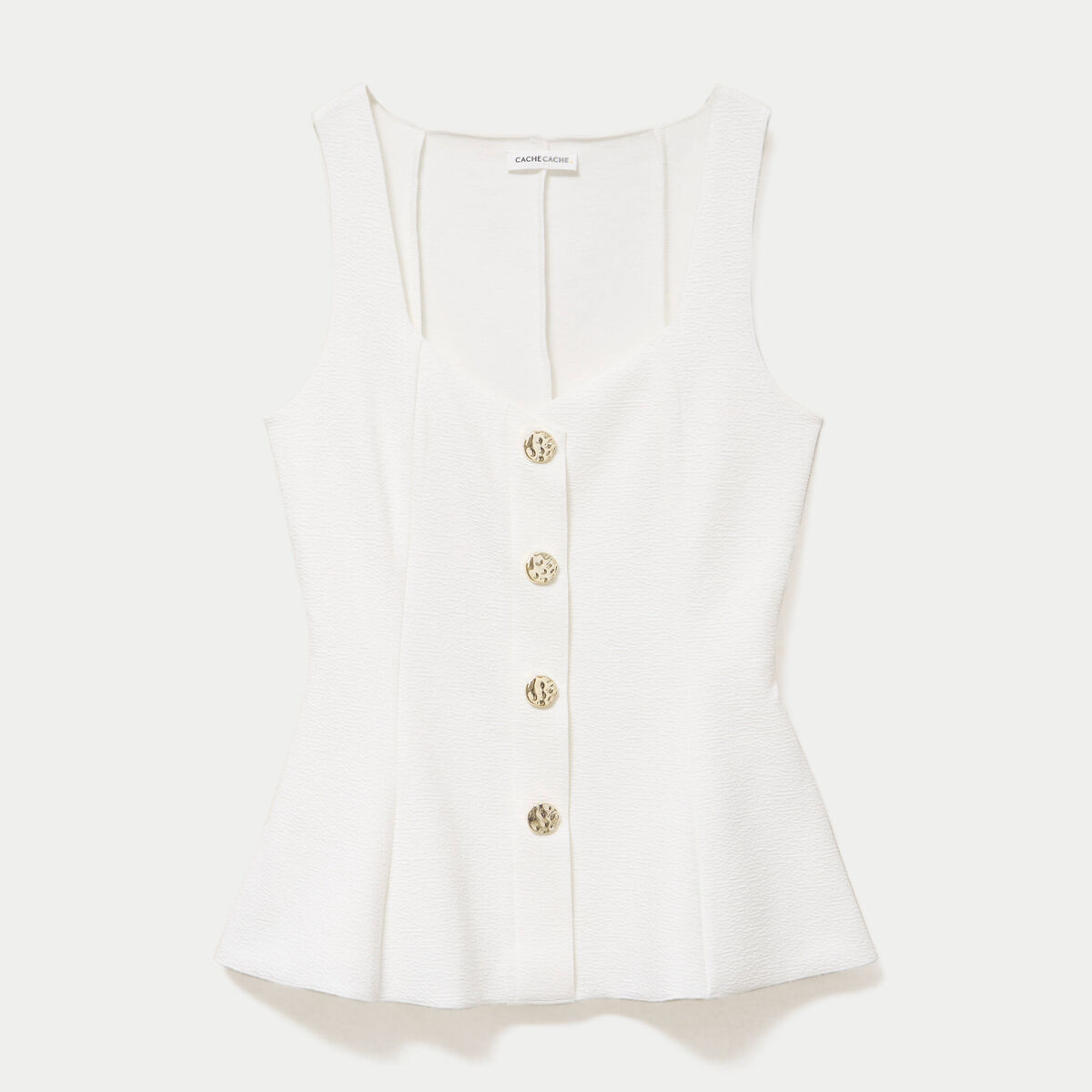 D&eacute;bardeur p&eacute;plum cintr&eacute; col coeur ecru femme