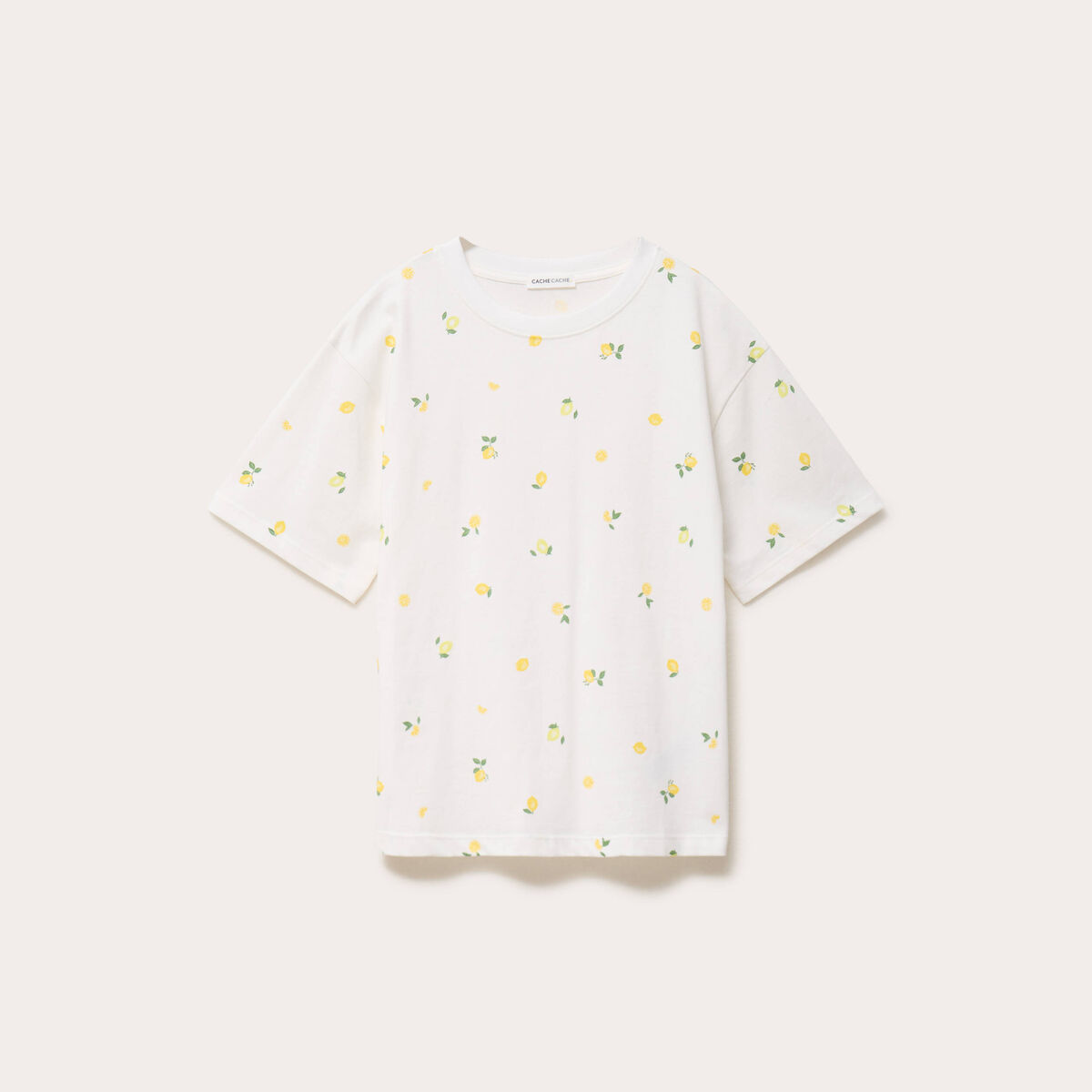 T-shirt &agrave; motif manches courtes blanc femme