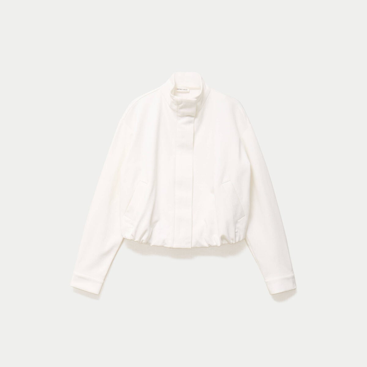 Veste cropped bas resserr&eacute; ecru femme