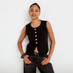 Gilet sans manches col rond noir femme