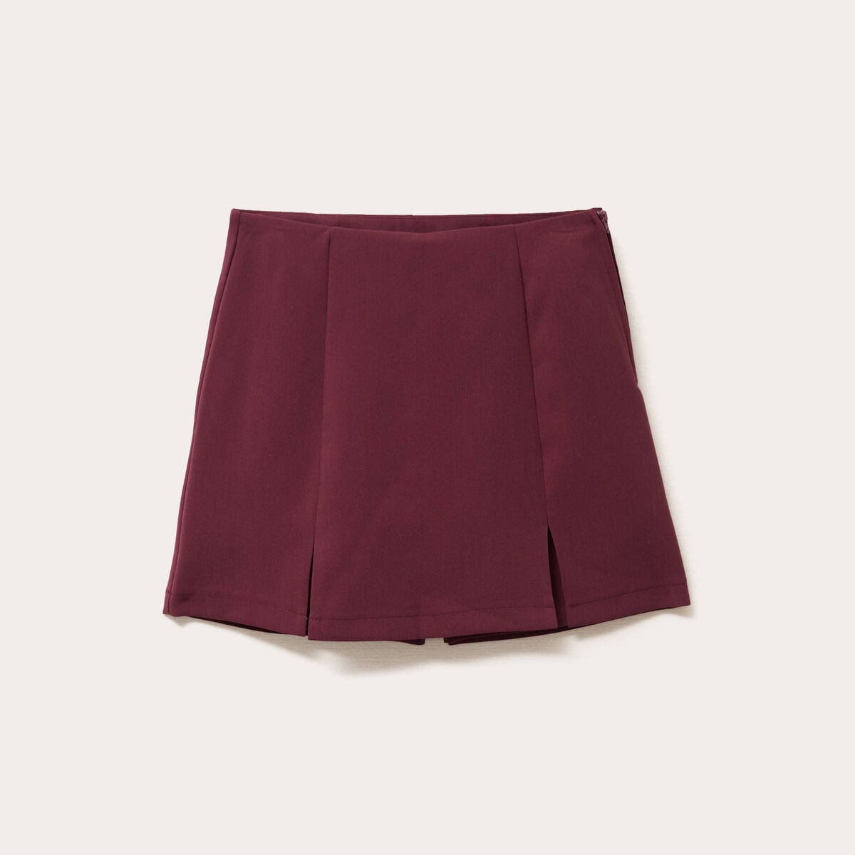 Jupe-short droite fentes violet fonc&eacute; femme