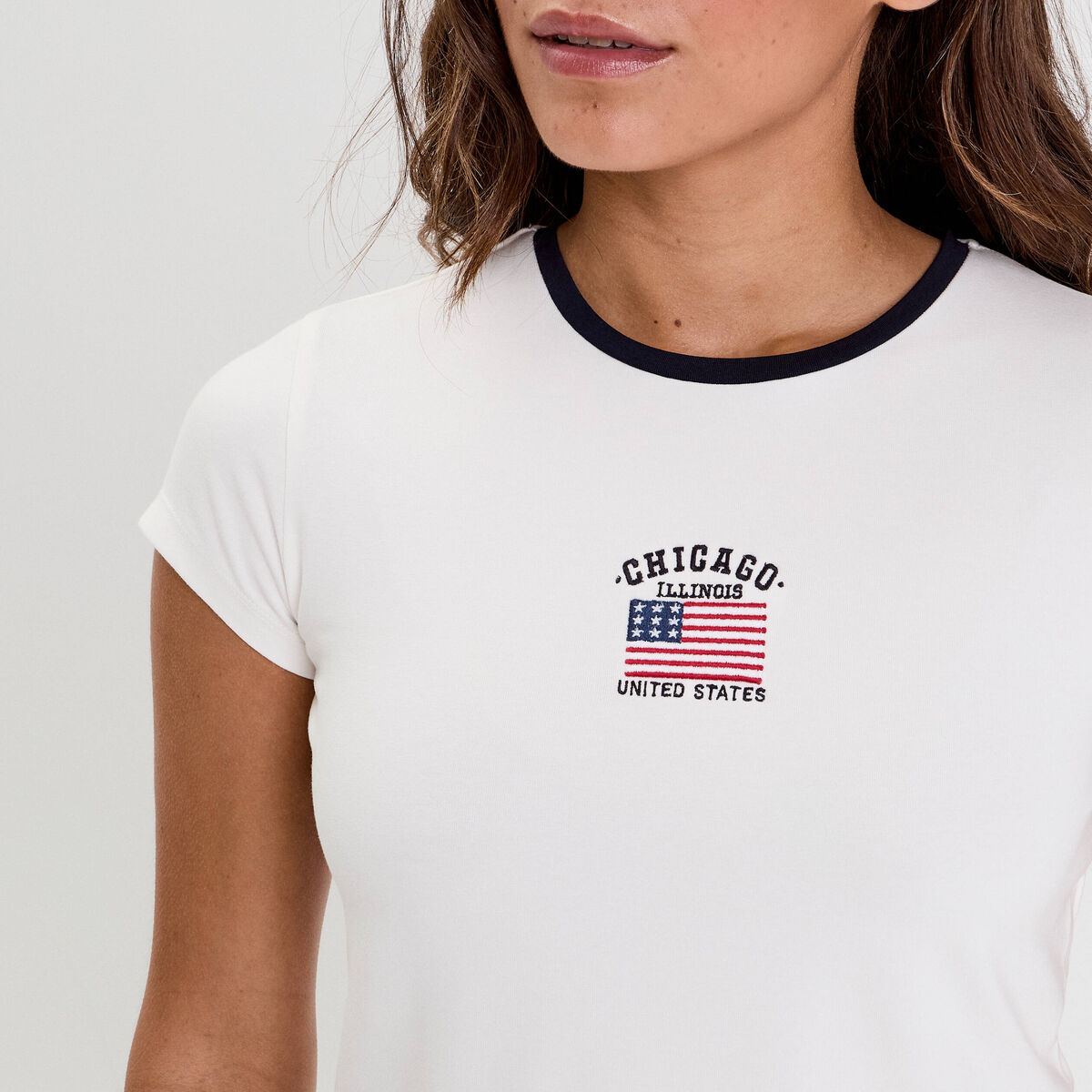 T-shirt manches courtes ecru femme