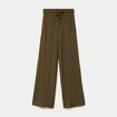 Pantalon large taille standard vert kaki femme