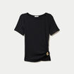 T-shirt col rond manches courtes bijou noir femme