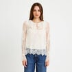 Blouse manches longues en dentelle ecru femme