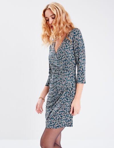 Robe moulante manches 3/4 noir femme