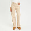Jean wide leg taille haute beige femme