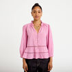 Blouse cintr&eacute;e col v manches 3/4 mauve femme
