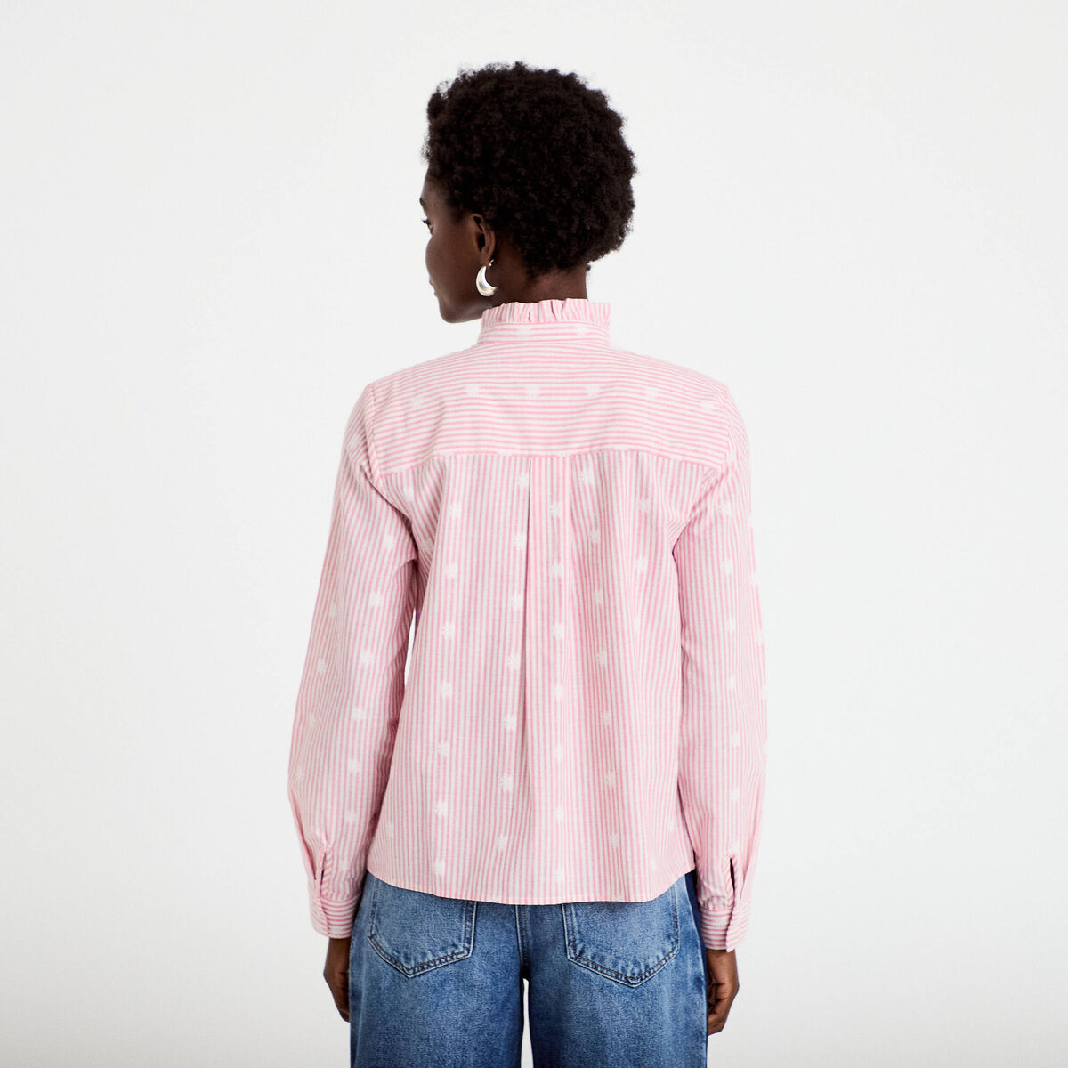 Chemise droite manches longues rouge clair femme