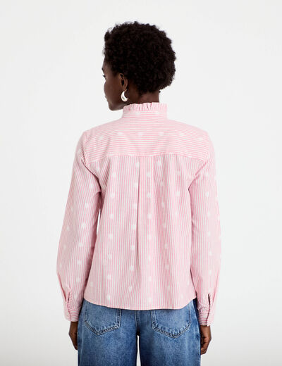Chemise droite manches longues rouge clair femme