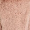 Veste droite fausse fourrure col rond rose poudr&eacute;e femme