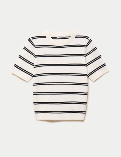 Pull ajust&eacute; court manches courtes blanc femme