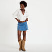 Jupe-short trap&egrave;ze en jean denim double stone femme
