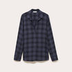 Chemise &agrave; carreaux fils m&eacute;tallis&eacute;s bleu fonc&eacute; femme