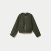 Veste cropped bas resserr&eacute; vert kaki femme
