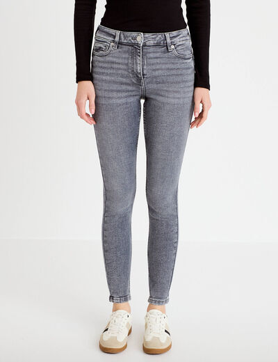 Jean skinny push-up taille standard denim gris clair femme