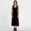 Robe longue &eacute;vas&eacute;e col v sans manches noir femme