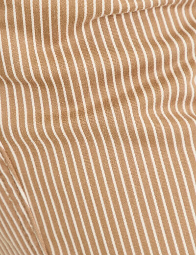 Pantalon chino 7/8&egrave;me taille &eacute;lastiqu&eacute;e taupe femme