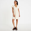 Robe courte &eacute;vas&eacute;e d&eacute;collet&eacute; brod&eacute;e ecru femme