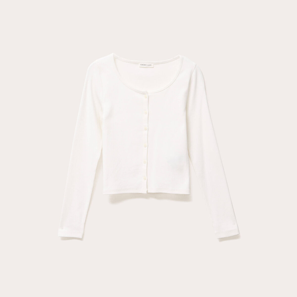 Gilet manches longues c&ocirc;tel&eacute; ecru femme