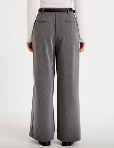 Pantalon large avec ceinture amovible gris clair femme