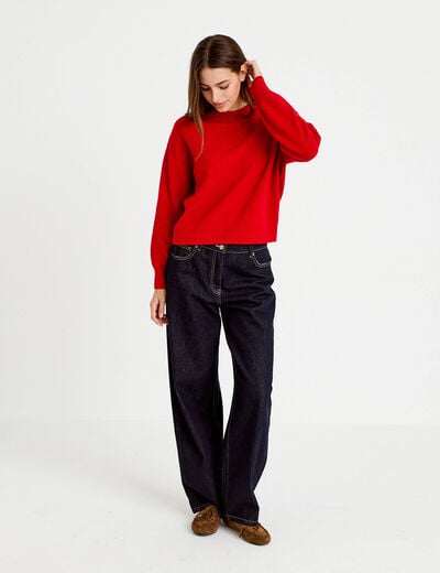 Pull col rond rouge femme