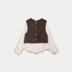 Pull chemise 2-en-1 marron fonc&eacute; femme