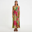 Robe longue &eacute;vas&eacute;e effet satin&eacute;e vert femme