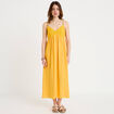 Robe bi-mati&egrave;re col v bretelles fines orange clair femme