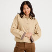 Veste courte boutonn&eacute;e doublure vichy beige femme