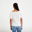 Blouse col v manches courtes ecru femme