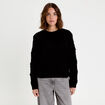 Pull fleurs en relief noir femme