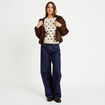 Pull cintr&eacute; col rond manches courtes ecru femme
