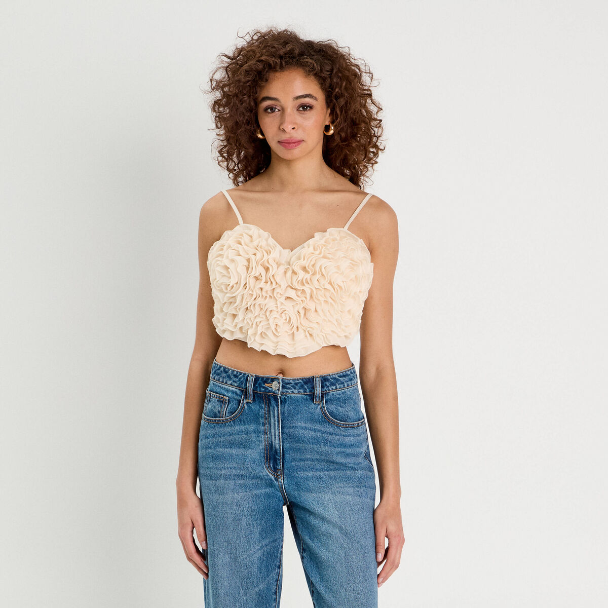 Top Court à Volants ZARA Orange - Taille M - Neuf Sans étiquettes - Style Trendy