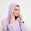 Veste effet polaire &agrave; capuche parme femme
