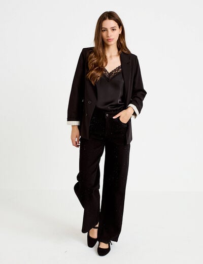 Blazer ajust&eacute; manches longues noir femme