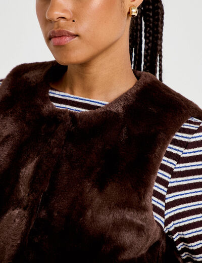 Gilet r&eacute;versible sans manches marron fonc&eacute; femme
