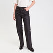 Pantalon droit enduit denim noir enduit femme