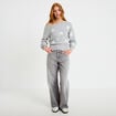 Pull col bateau manches longues gris clair femme