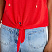 T-shirt col rond manches courtes noeuds rouge femme