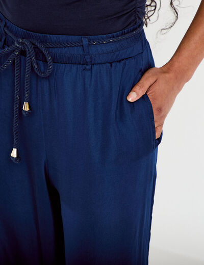 Pantalon large taille standard bleu marine femme