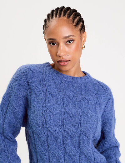 Pull 2-en-1 &agrave; capuche amovible violet femme