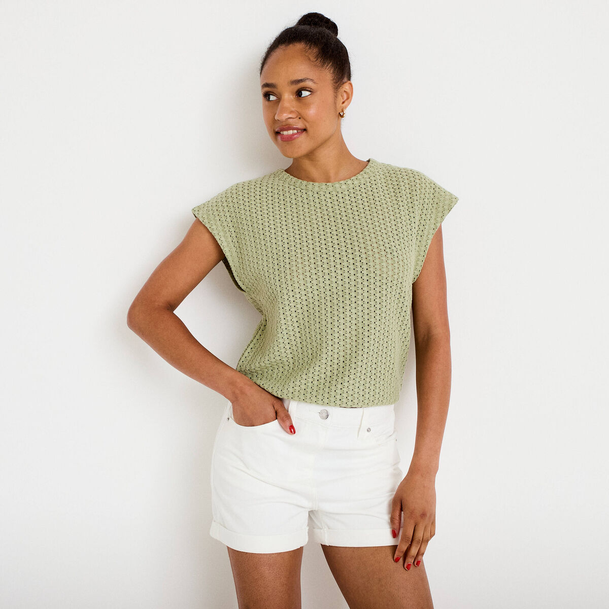 Short ecru femme